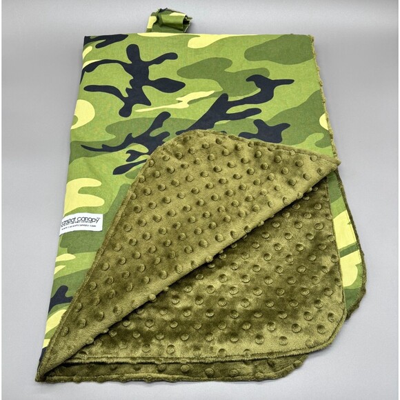 Carseat Canopy Camo Car Seat Cover Army Green Minky Dot Lining Baby Blanket - Picture 1 of 9